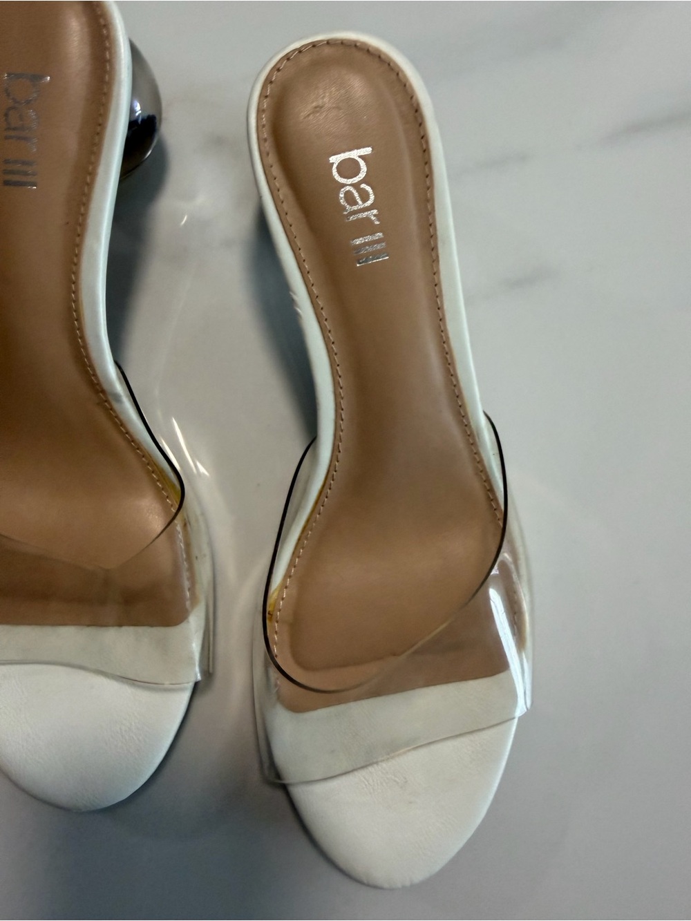 Bar III Clear PVC Bubble Heel Mules White Open Toe Slide Sandals Women’s 6.5 - Picture 8 of 11